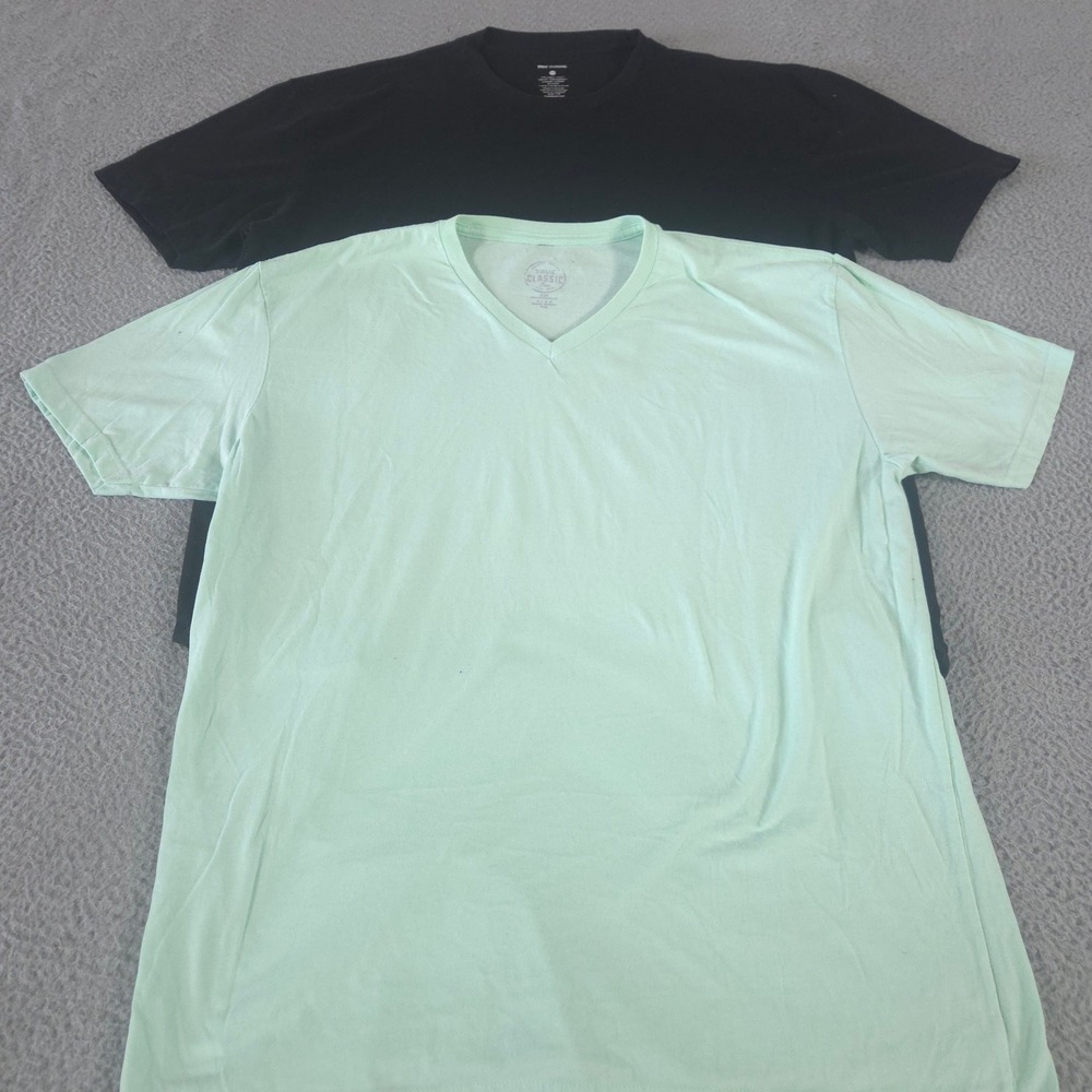 LOT OF 2 True Classic Shirt Mens 2XL Multi Crew V-Neck Cotton Blend Soft Basic